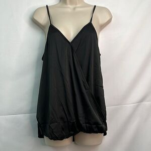 Chigant black satin wrap camisole size small NWT